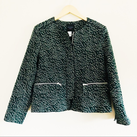 Helene Berman Tweed Zip Front Blazer Jacket - Picture 1 of 8